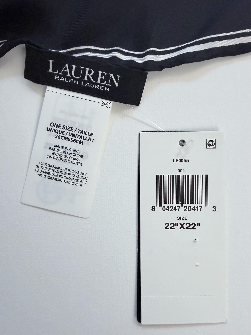 Lauren Ralph Lauren Black & White Polka Dot Silk Scarf/Twillie 22”x 22” Square - Picture 2 of 11